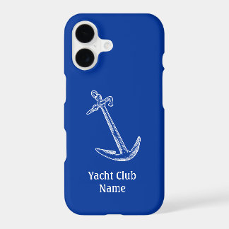 Modèle de nom de club de yacht ancre bleu bois