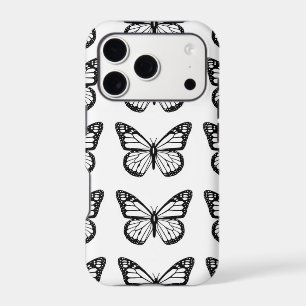 Modèle de pochoir de papillon noir et blanc