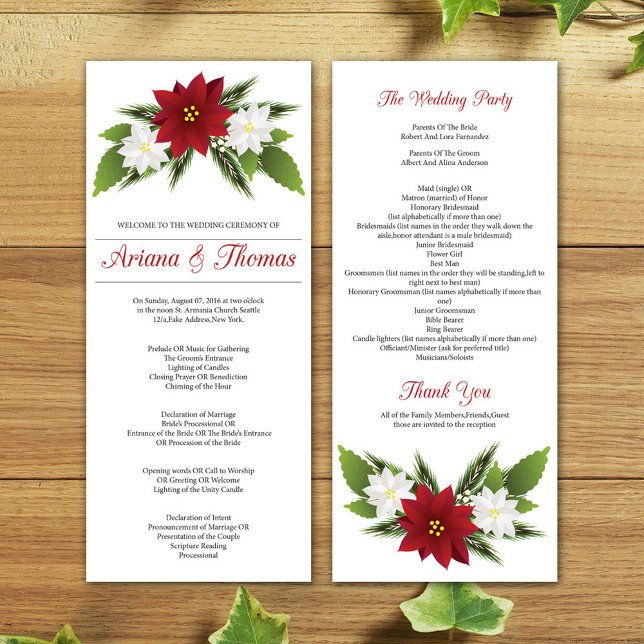 Modèle de programme de cérémonie de mariage (Wedding Ceremony Program Template)