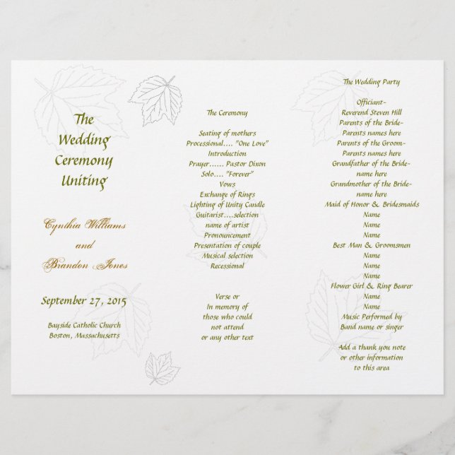 Modèle de programme divisé en trois volets (Devant)