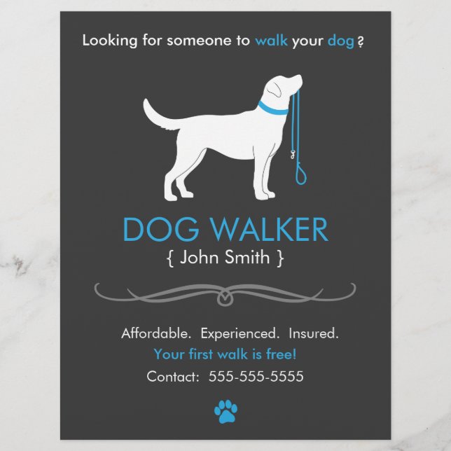 Modèle de prospectus d'affaires de Dog Walker Walk (Devant)