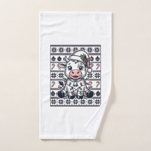 Modèle de pull moche de Noël de vache gravé vintag