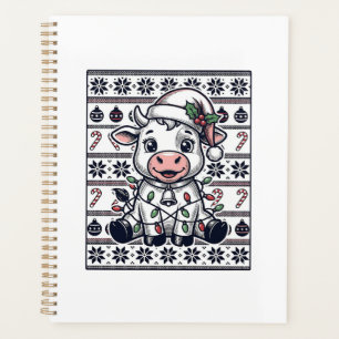 Modèle de pull moche de Noël de vache gravé vintag