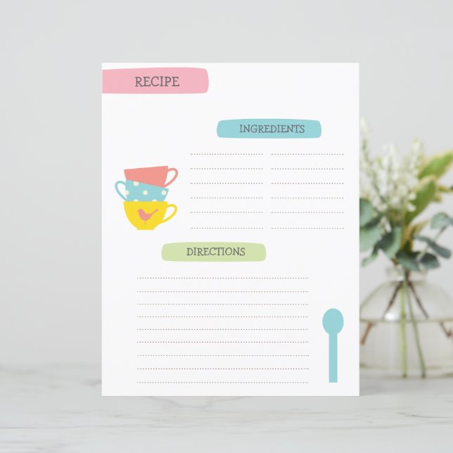 Modèle de recette A4 (Debout devant)