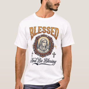 Modèle de T-shirt gravure vintage chrétien bénit