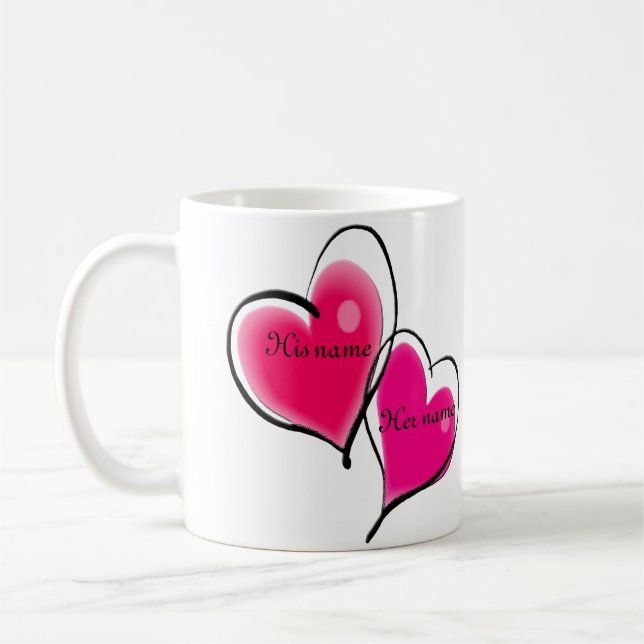 Modèle de tasse de deux coeurs (Gauche)