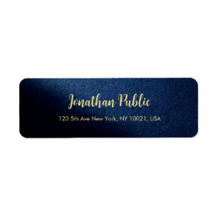Modèle de texte bleu et or personnalisé avec adres