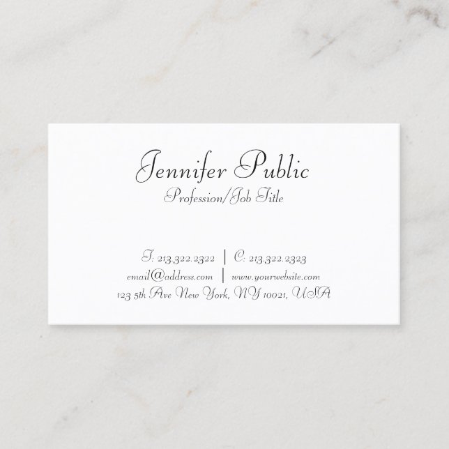 Modèle de texte de script main Carte de visite mod (Devant)