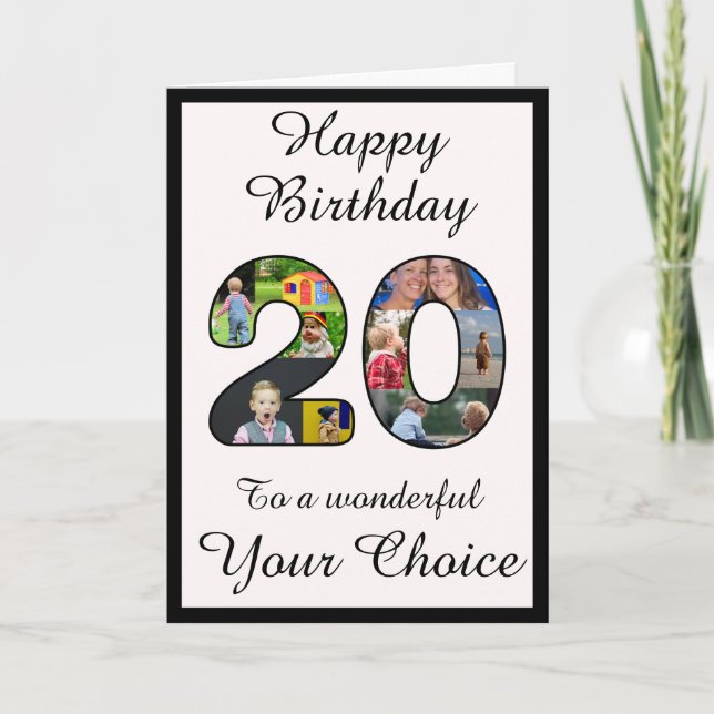 Modèle de texte et de photo "Joyeux 20 ans" pour u (Devant)