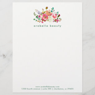 Modèle D'en-tête De Lettre Aquarelle à la mode florale avec la raison sociale