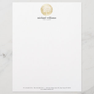 Modèle D'en-tête De Lettre Aquarelle d'or Arbre à lettres de vie