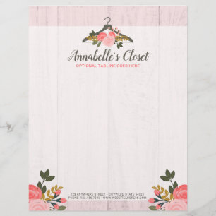 Modèle D'en-tête De Lettre Boutique rose florale de mode de cabinet de cintre