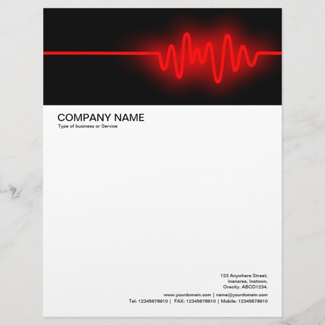 Modèle D'en-tête De Lettre En-tête grande image - Vague son - Rouge (Devant)