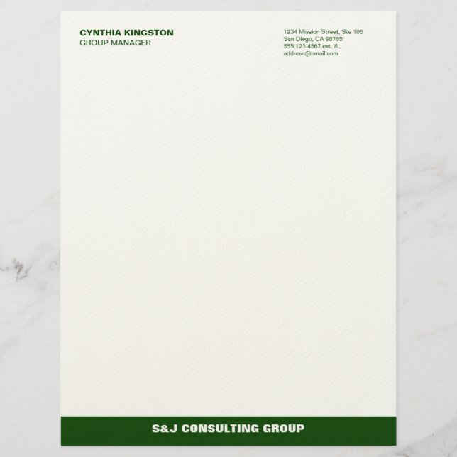Modèle D'en-tête De Lettre Entreprise professionnelle Green stripe ecru (Devant)