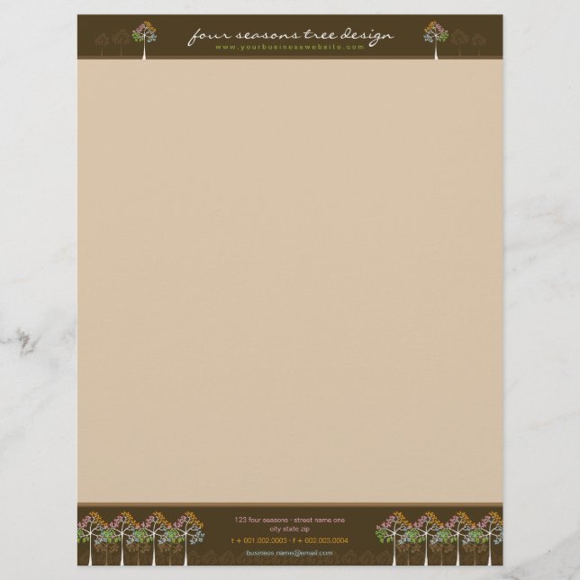 Modèle D'en-tête De Lettre Four Seasons Trees Nature Bois Tête-lettres (Devant)