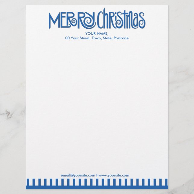 Modèle D'en-tête De Lettre Joyeux en-tête bleu Noël (Devant)
