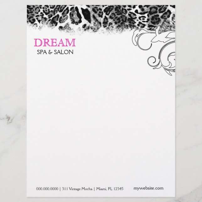 Modèle D'en-tête De Lettre Léopard de 311 DreamPink (Devant)