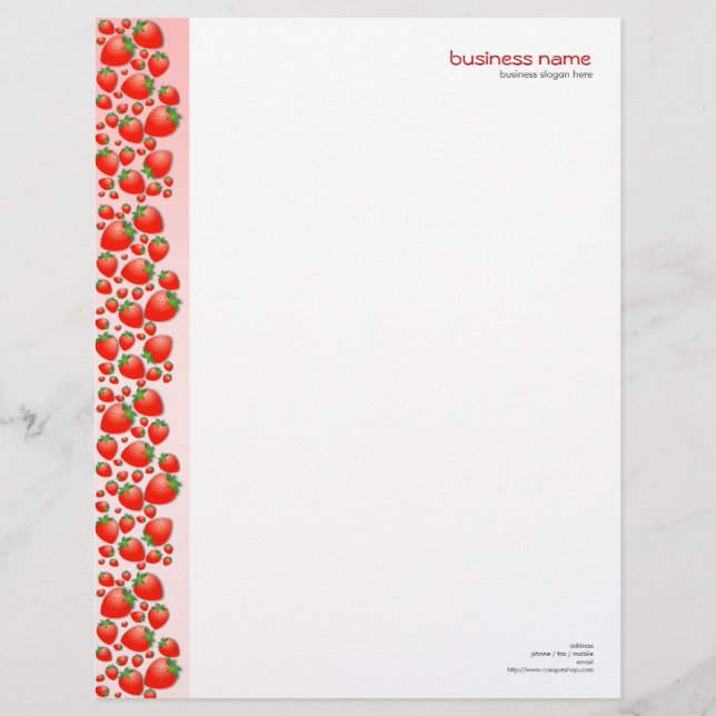 Modèle D'en-tête De Lettre Rose frais de fraise (Devant)