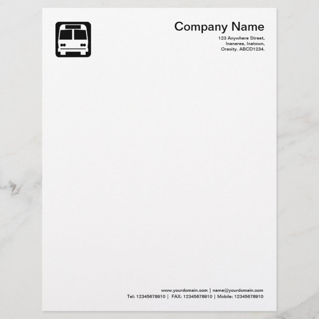 Modèle D'en-tête De Lettre Symbole de bus - Noir (Devant)