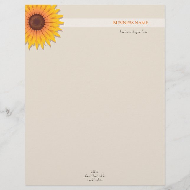 Modèle D'en-tête De Lettre Tournesol 2 (Devant)