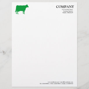 Modèle D'en-tête De Lettre Vache verte d'herbe - Blanc