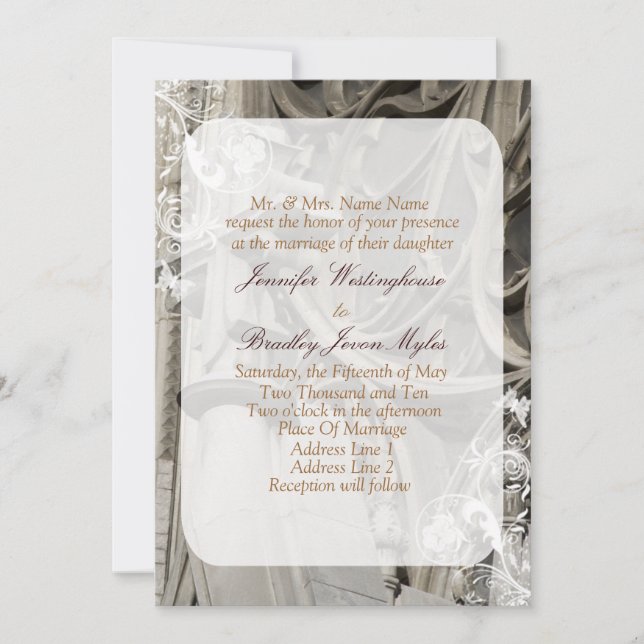 Modèle des invitations de mariage de l'église (Devant)