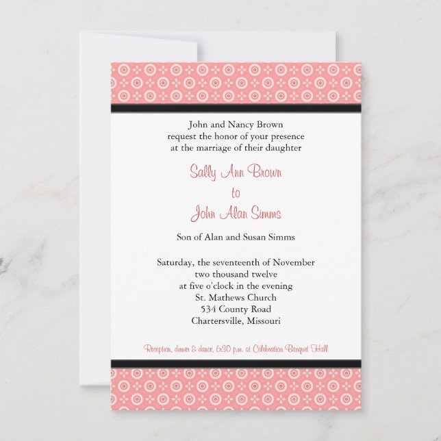 Modèle des invitations de mariage de pêche moderne (Devant)