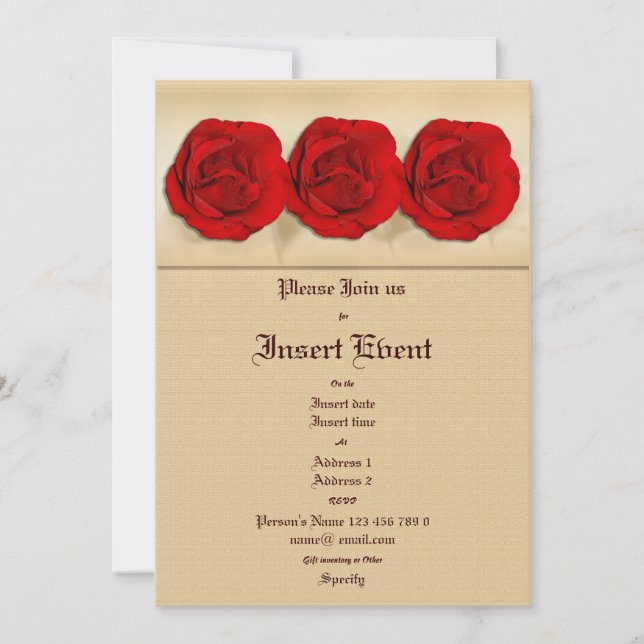 modèle des invitations - Roses rouges personnalisa (Devant)