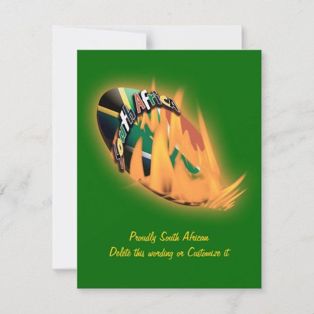 Modèle des invitations sud-africaines au rugby (Devant)