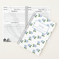 Modèle d'hortensia bleu Petit livre de recettes pe