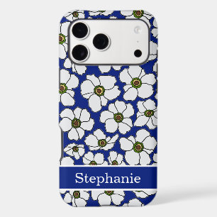 Modèle d'impression florale sur fond bleu avec per