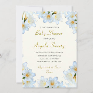 Modèle d'invitation Baby shower de cadre Lys blanc