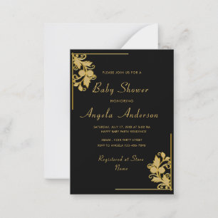 Modèle d'invitation Black Gold Baby Girl Shower