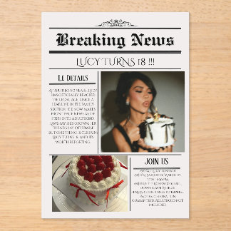 Modèle d'invitation d'anniversaire de journal édit