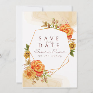Modèle d'invitation de mariage à la rose orange aq