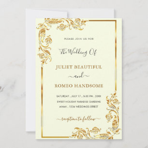 Modèle d'invitation de mariage en or à personnalis