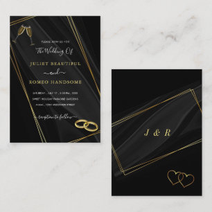 Modèle d'invitation de mariage encadré par l'or no