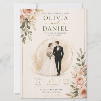 Modèle d'invitation de mariage floral élégant