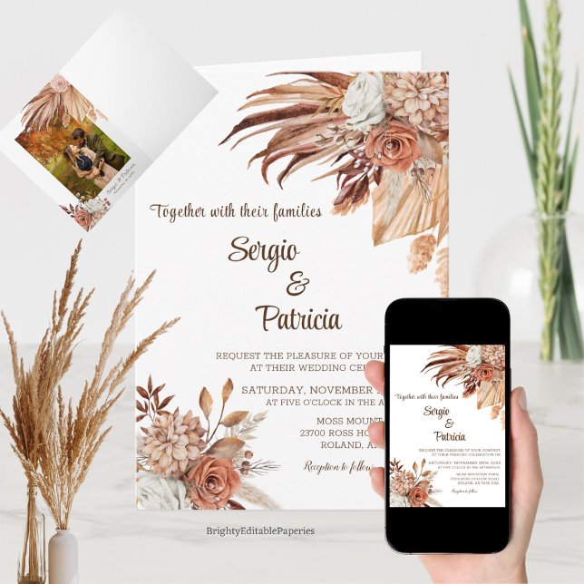 Modèle d'invitation de mariage rustique plié (Créateur téléchargé)