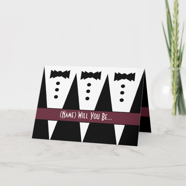 Modèle d'invitation pour GROOMSWOMAN 3 Tuxedos (Devant)