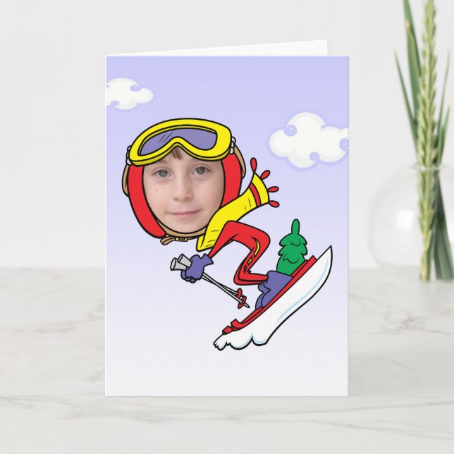 Modèle drôle de visage de photo de skieur de neige (Devant)