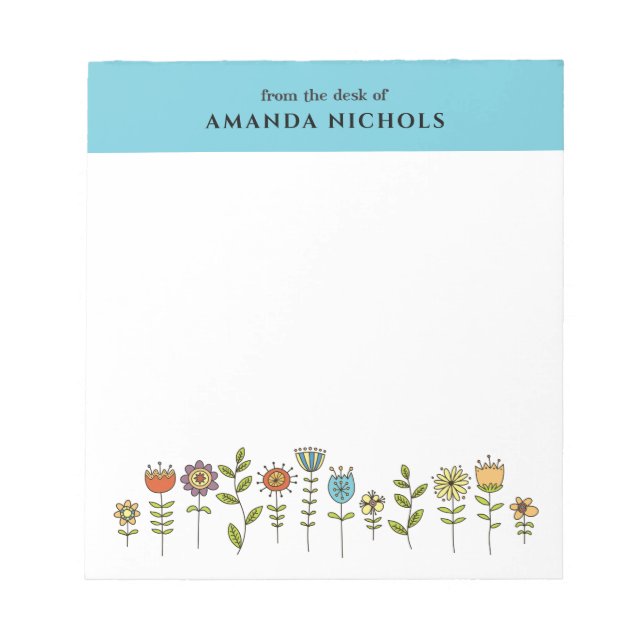 Modèle du Bloc-notes Doodle Fleurs (Devant)
