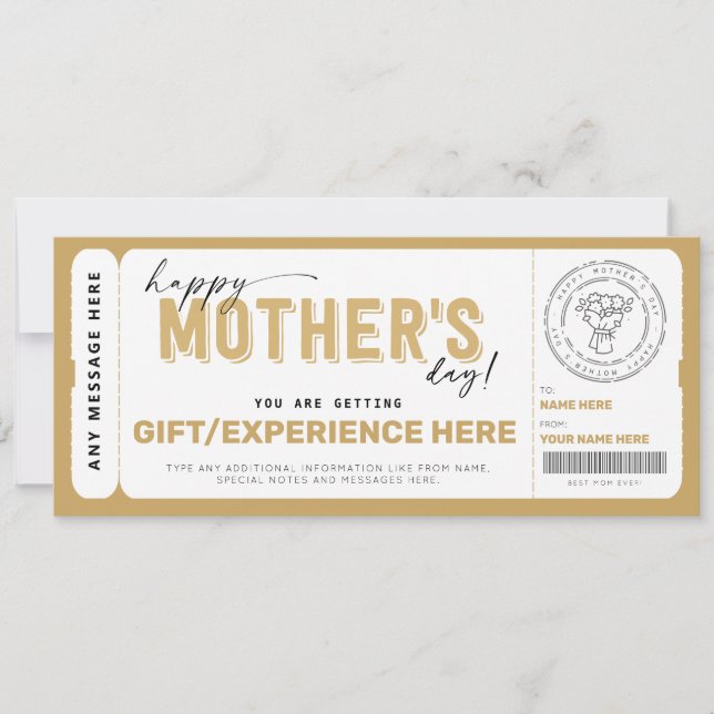 Modèle du certificat cadeau de la fête des mères (Devant)