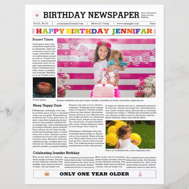 Modèle du journal d'anniversaire (Devant)