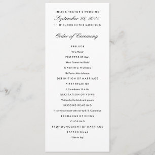 Modèle du programme de mariage noir et blanc