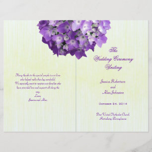 Modèle du programme de mariage plié Purple Hydrang