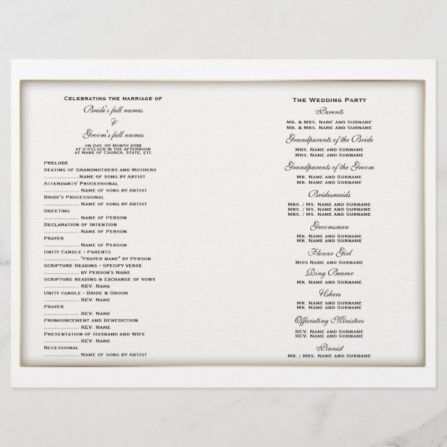 Modèle du programme de mariage (quatre) (Devant)