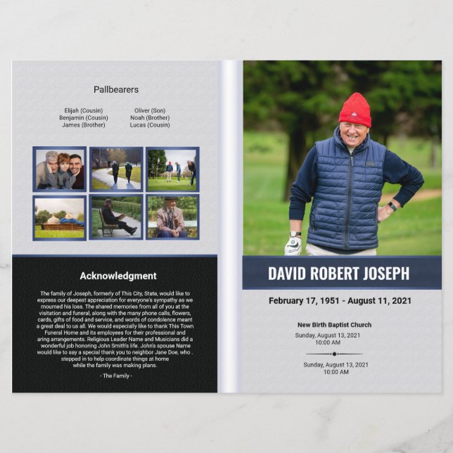 Modèle du programme funéraire (Devant)