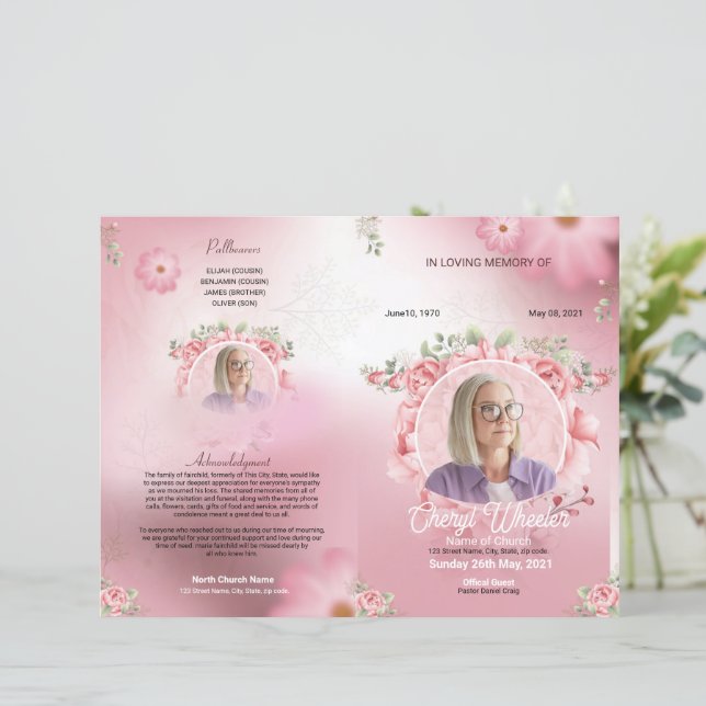 Modèle du programme funéraire floral (Debout devant)