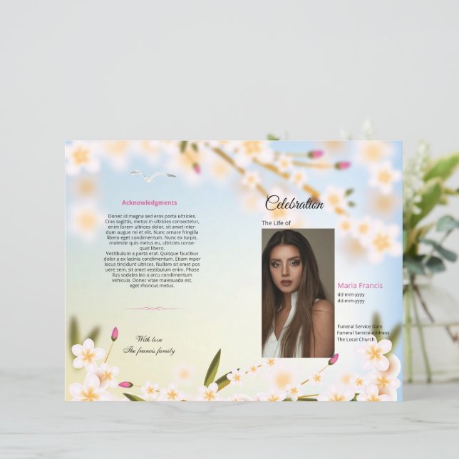 Modèle du programme funéraire floral (Debout devant)